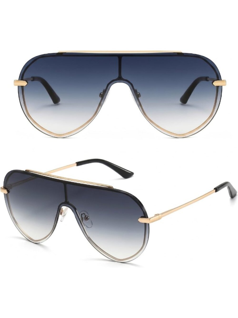Trendy Oversized Aviator Shield Sunglasses for Women - Retro 70s Style Fashion